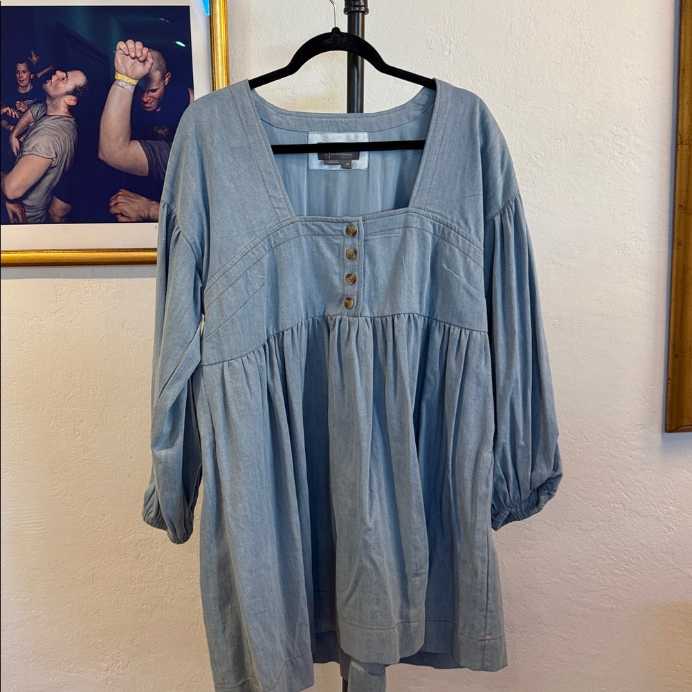 Anthropologie Light Blue Denim Shirt Dress